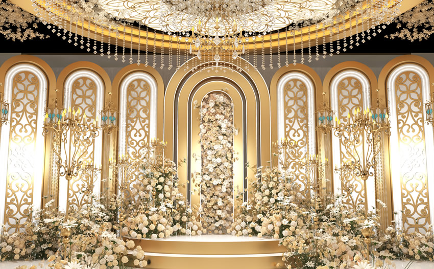 洱源香槟色调婚礼堂效果展示